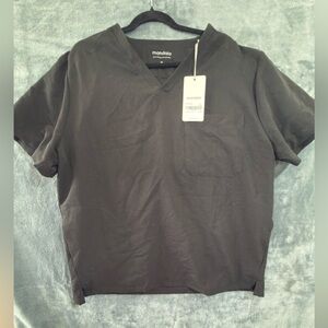 Mandala Women’s Scrub Top XL black tapered healthcare blouse top